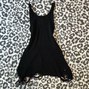 UNIF black distressed dress/swim cover-up